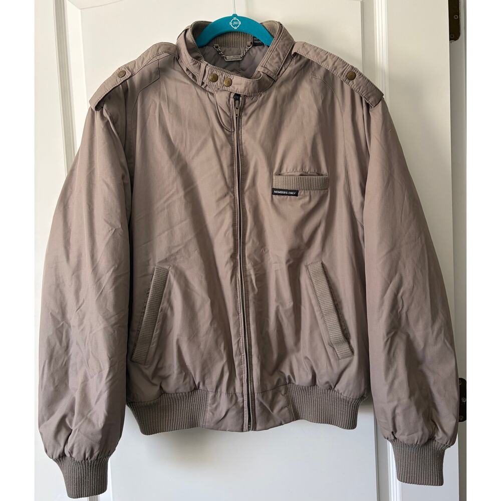 Vintage Members Only Jacket Sz 40 Grey Bomber Racer Jacket Full Zip Lightweight
